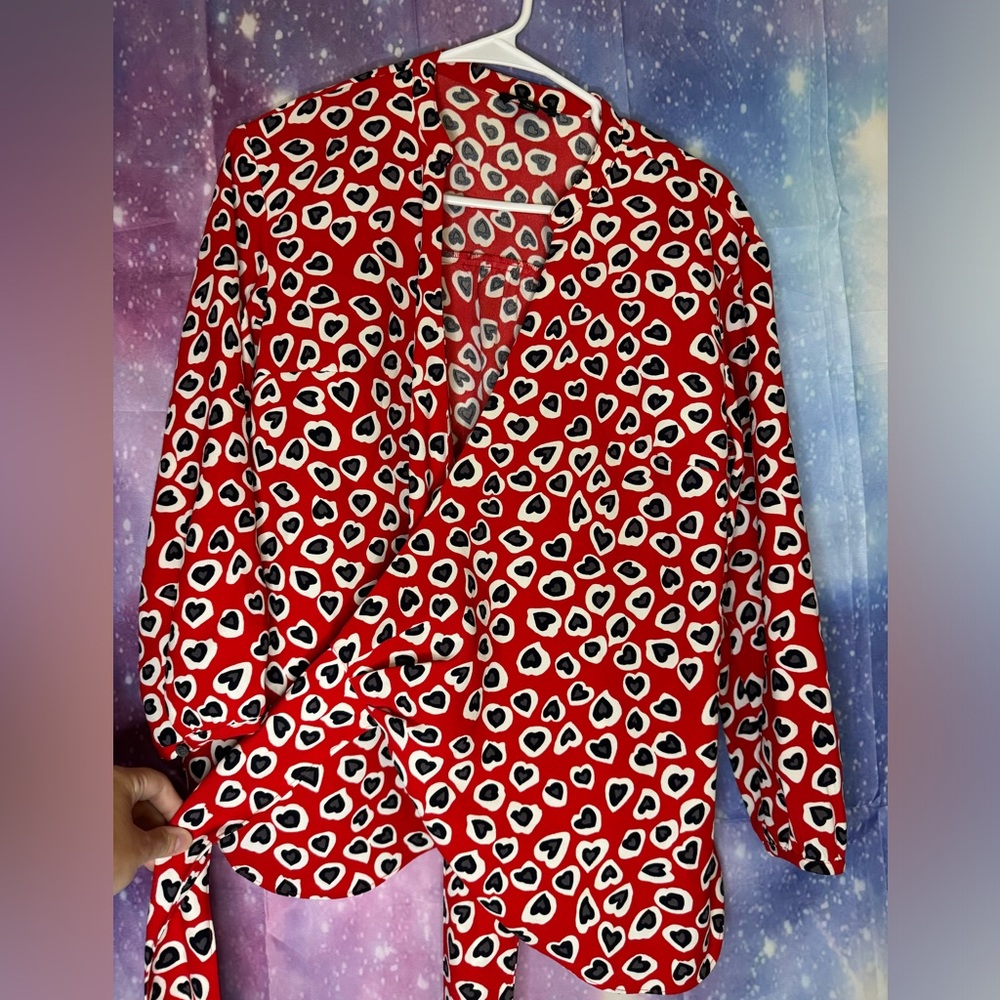J.crew wrap style heart print blouse 🛍